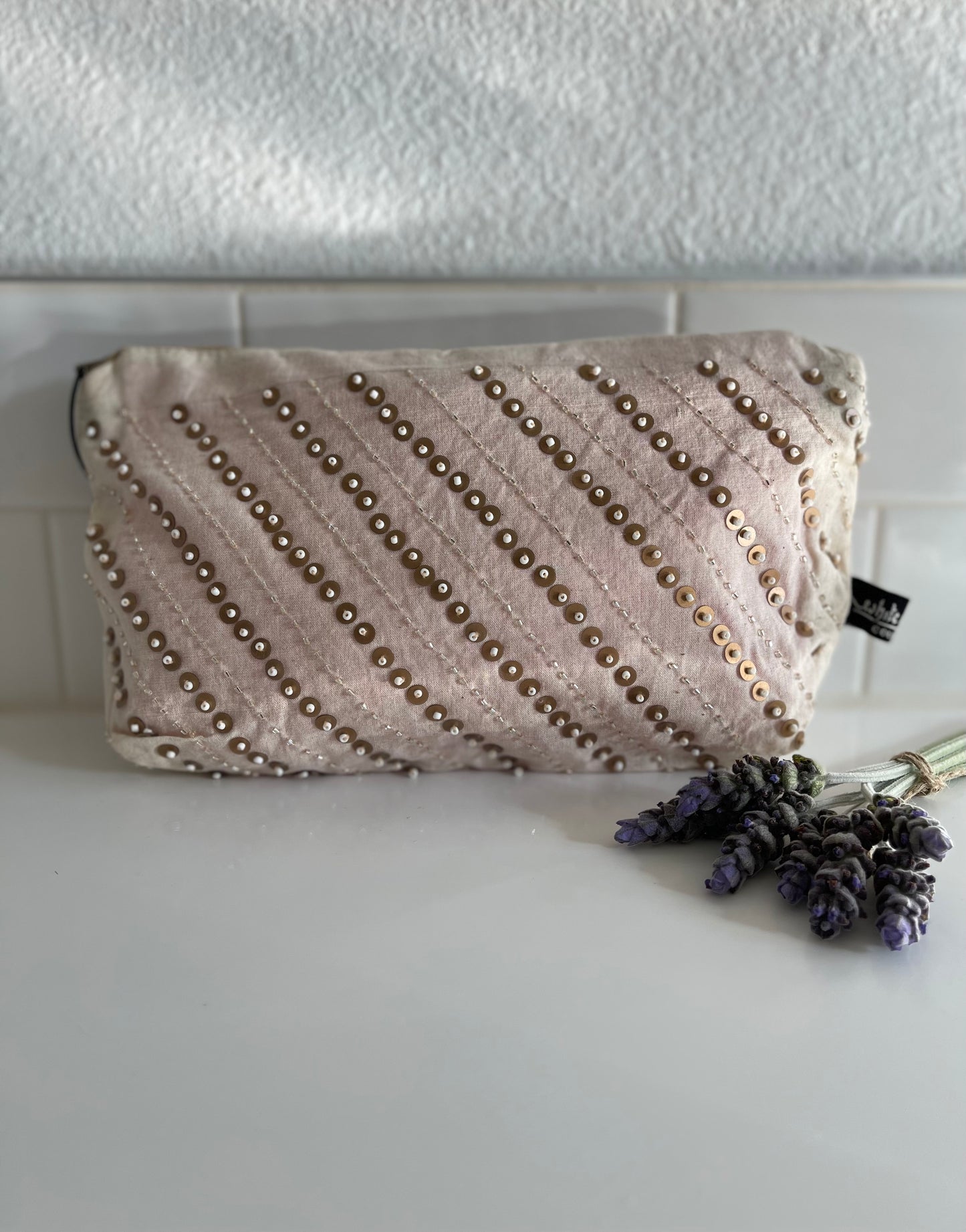 Makeup Sequin Stripe Bag