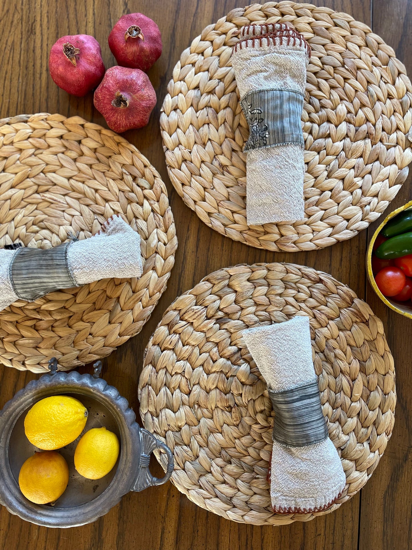 Striped Sage Napkin Holder (Set of 6)