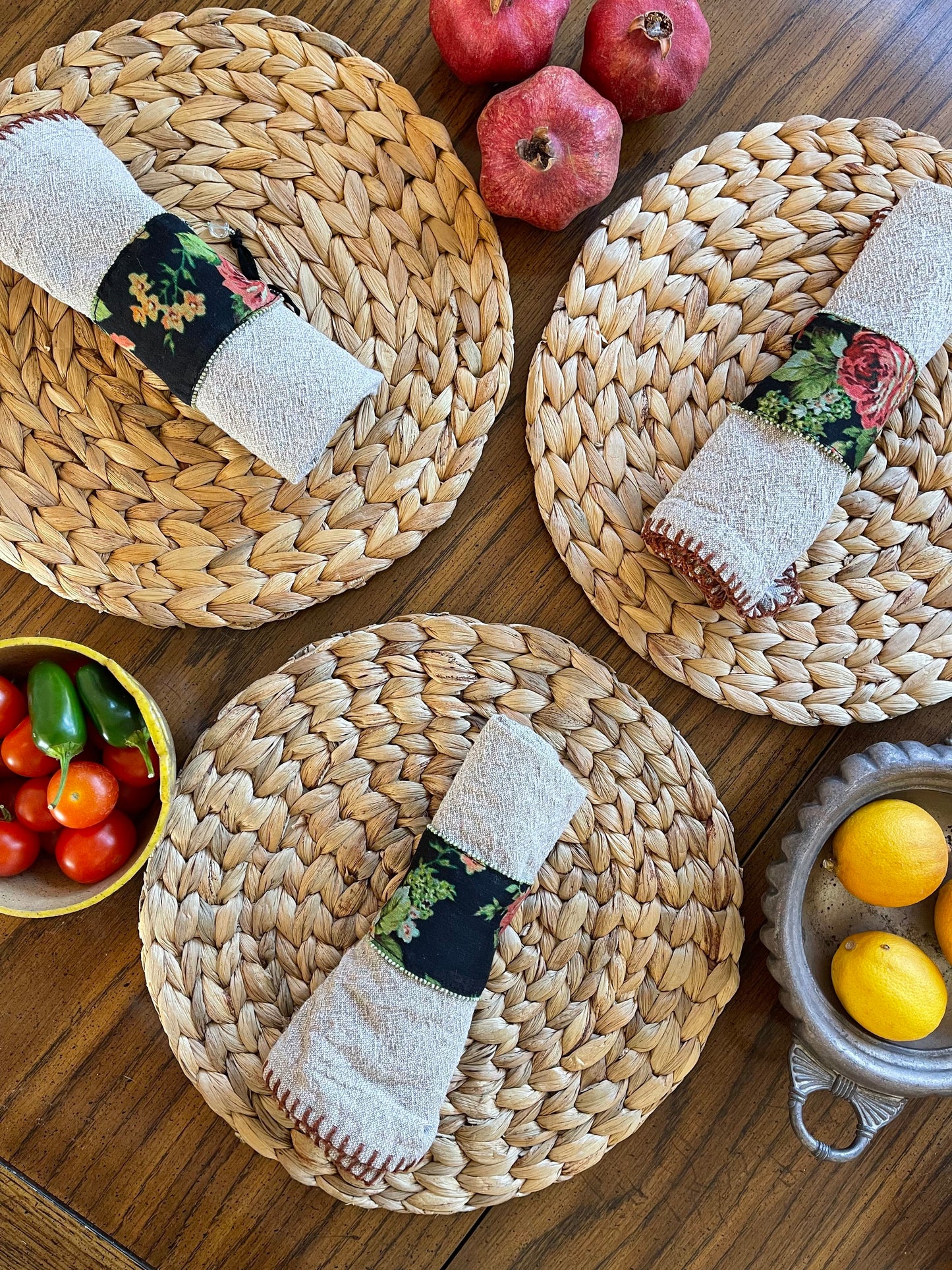 Black Floral Napkin Holder (Set of 6)