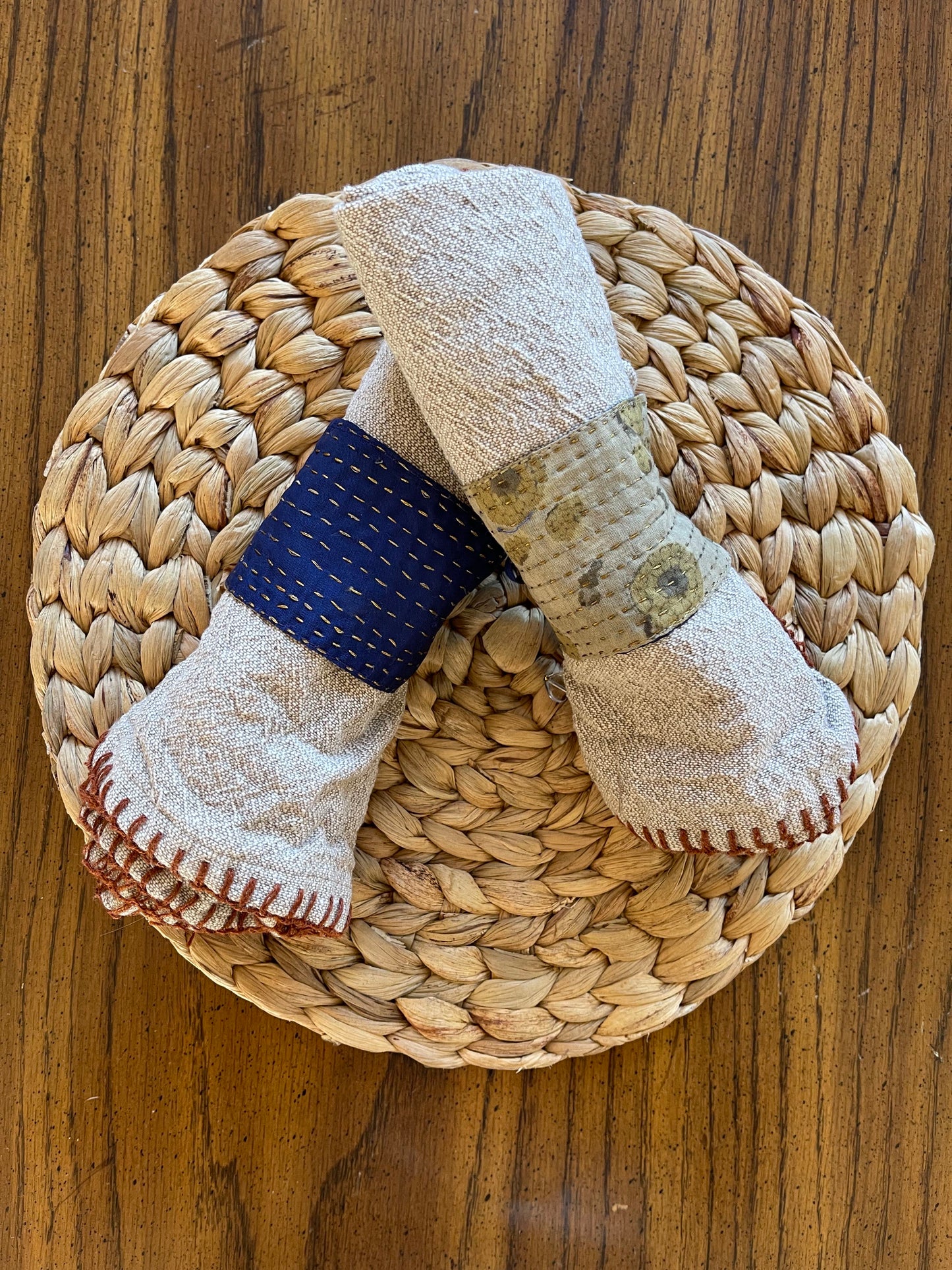 Navy & Sage Napkin Holder (Set of 6)