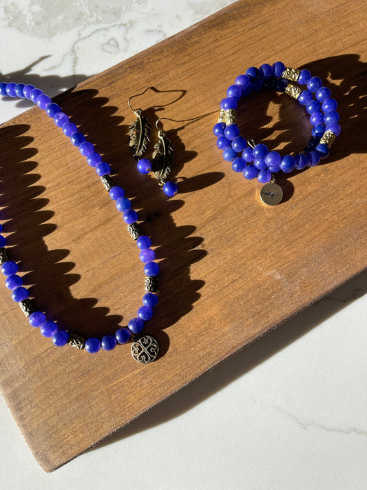 Blue Violet Feather Earring