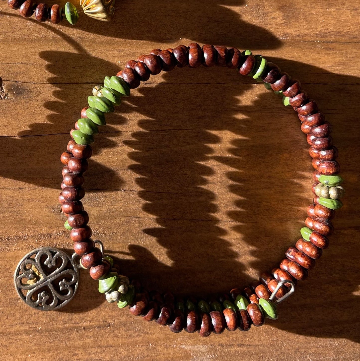 Olive Wooden Charm Bracelet