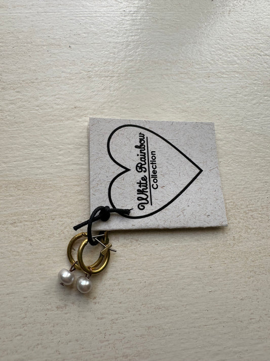 Golden Sea Pearl Mini Hoops