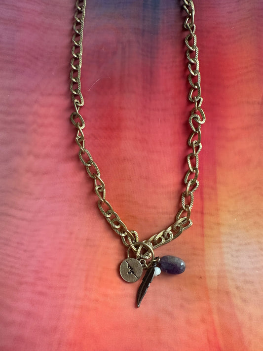 Chunky Gold Chain Charm Necklace