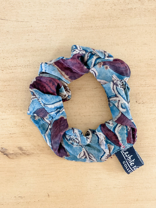 Deep Blue & Maroon Scrunchie