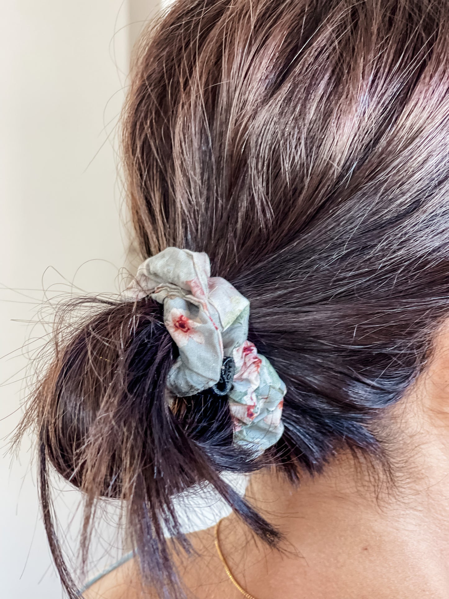 Grey Cherry Blossom Scrunchie