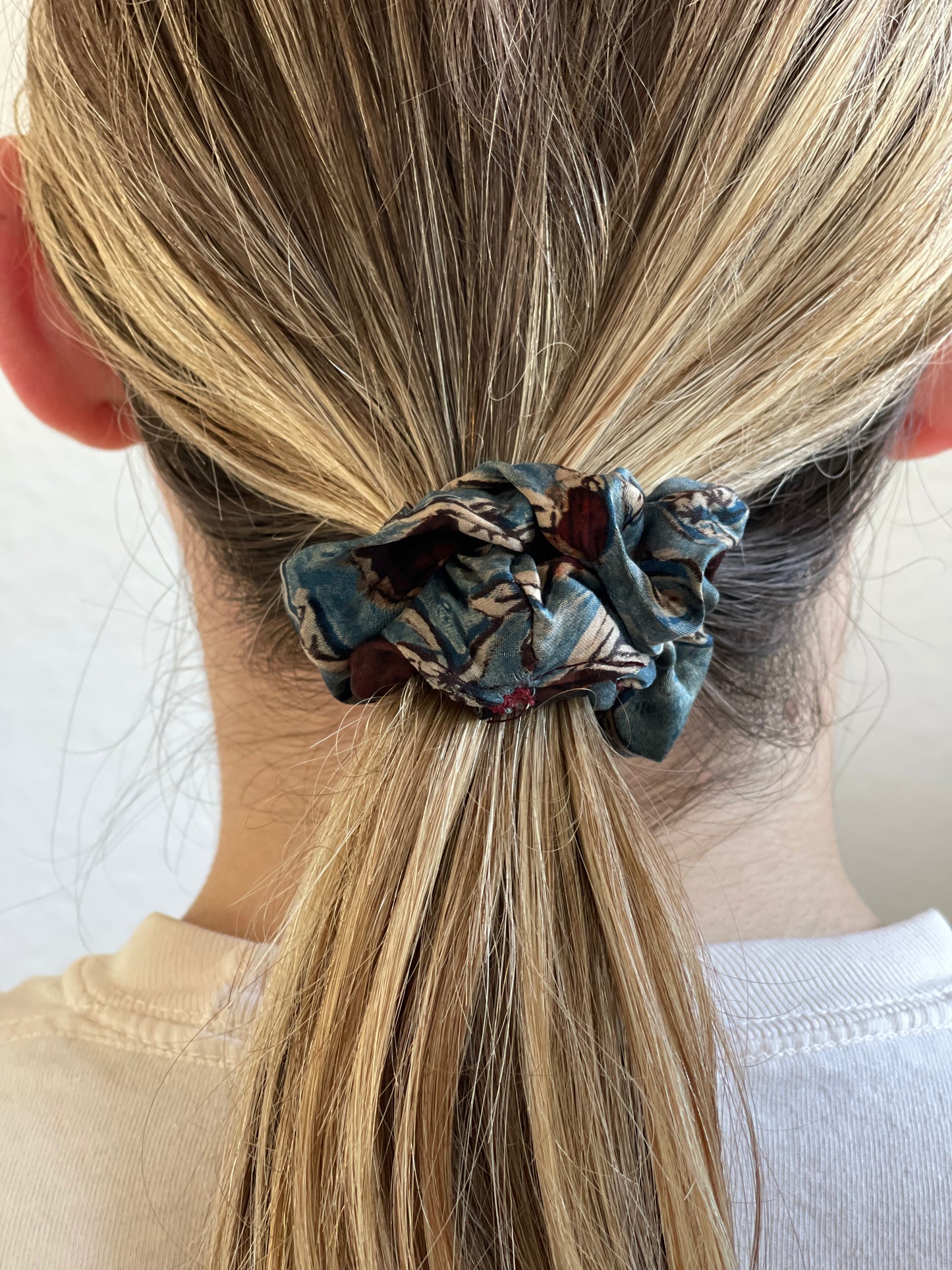 Deep Blue & Maroon Scrunchie