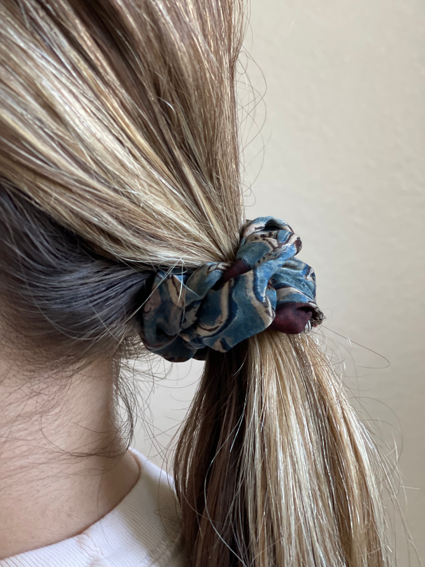 Deep Blue & Maroon Scrunchie