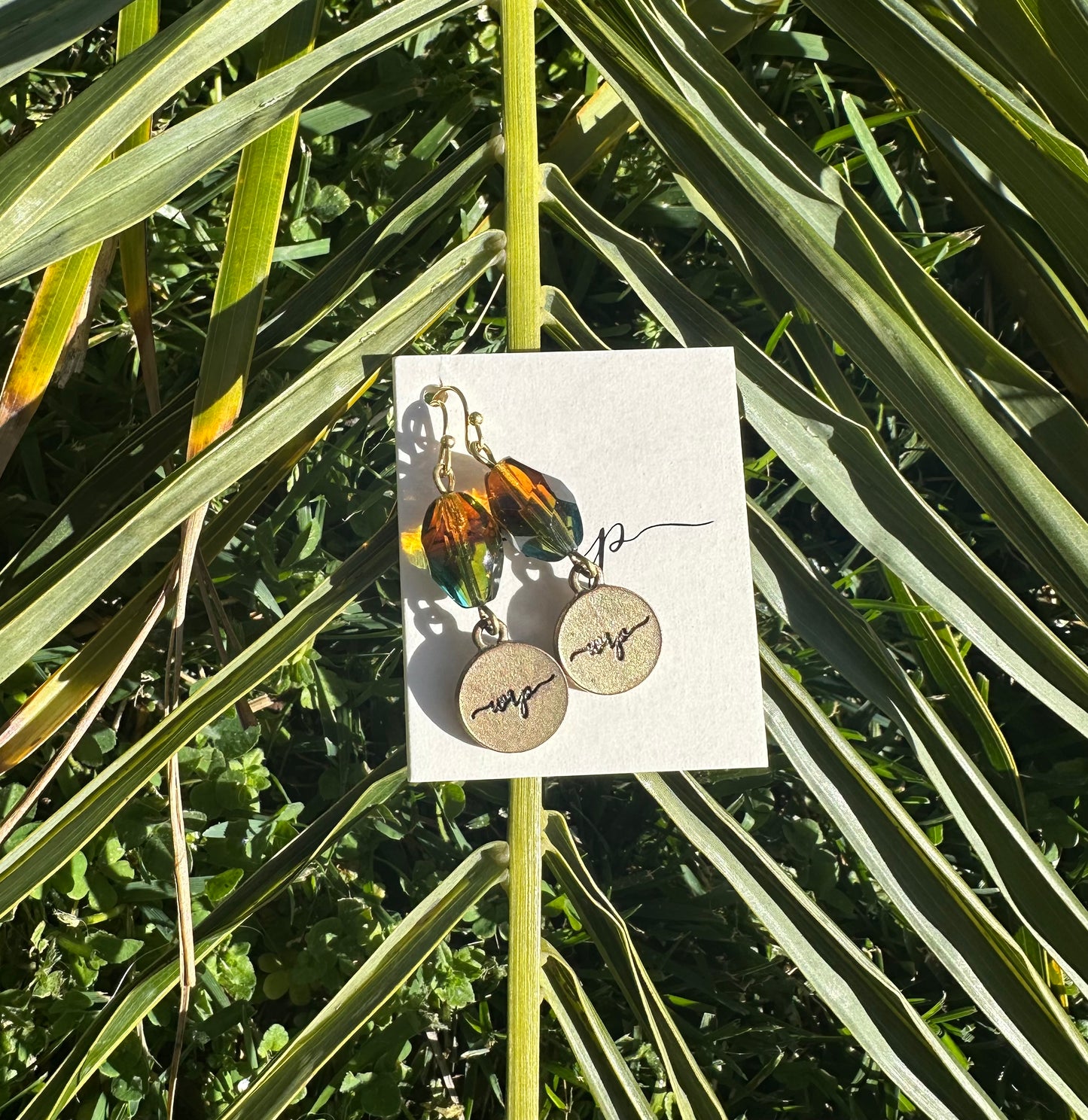 Teal & Amber Charm Earring