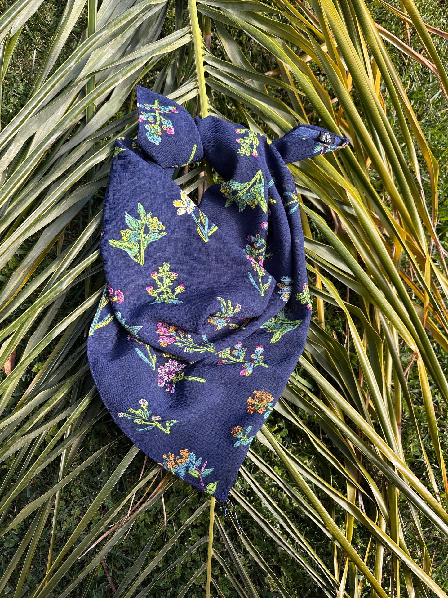 Navy Floral Head Scarf