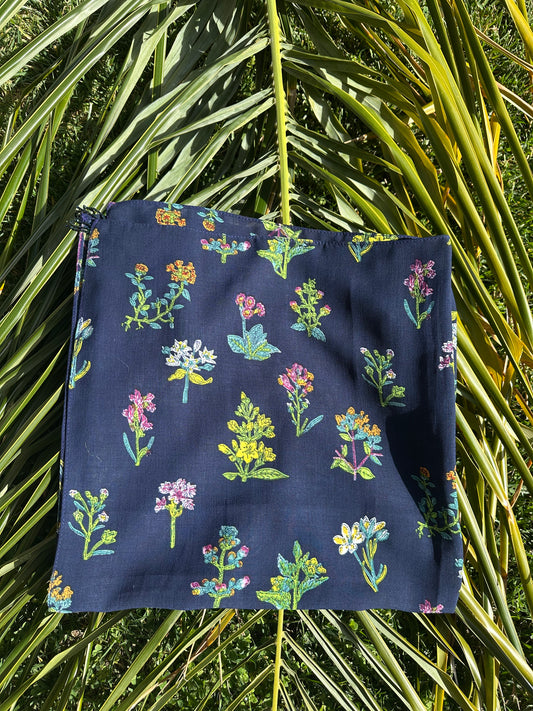 Navy Floral Head Scarf