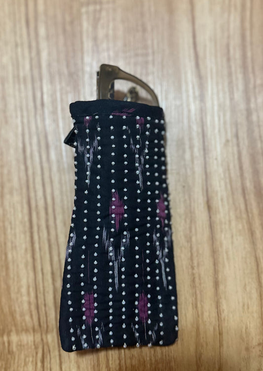Beaded Black Printed Glasses Case