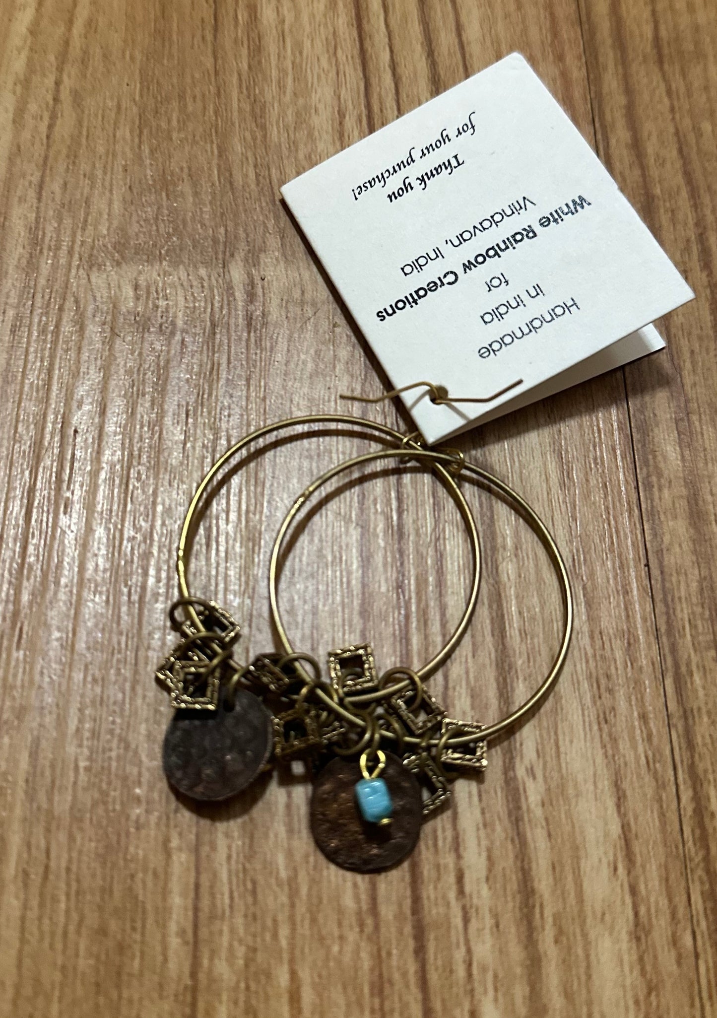 Golden Hoops w/ Turquoise Accent