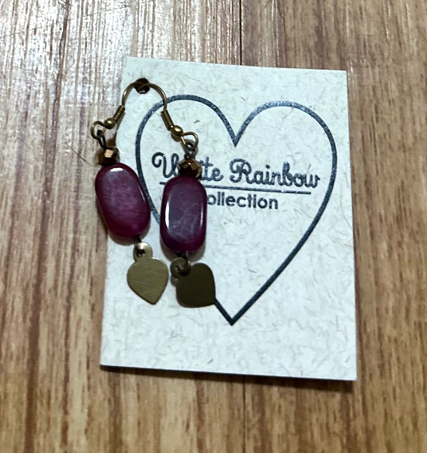 Deep Fuchsia Heart Pendant Earring