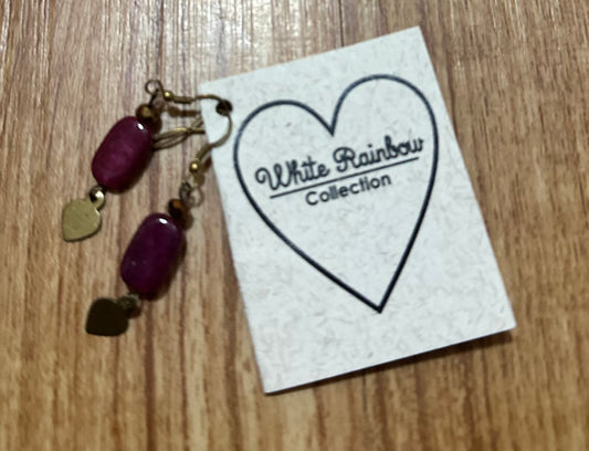 Deep Fuchsia Heart Pendant Earring