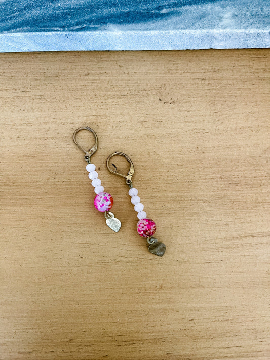 Fuchsia Mini Gold Heart Earring