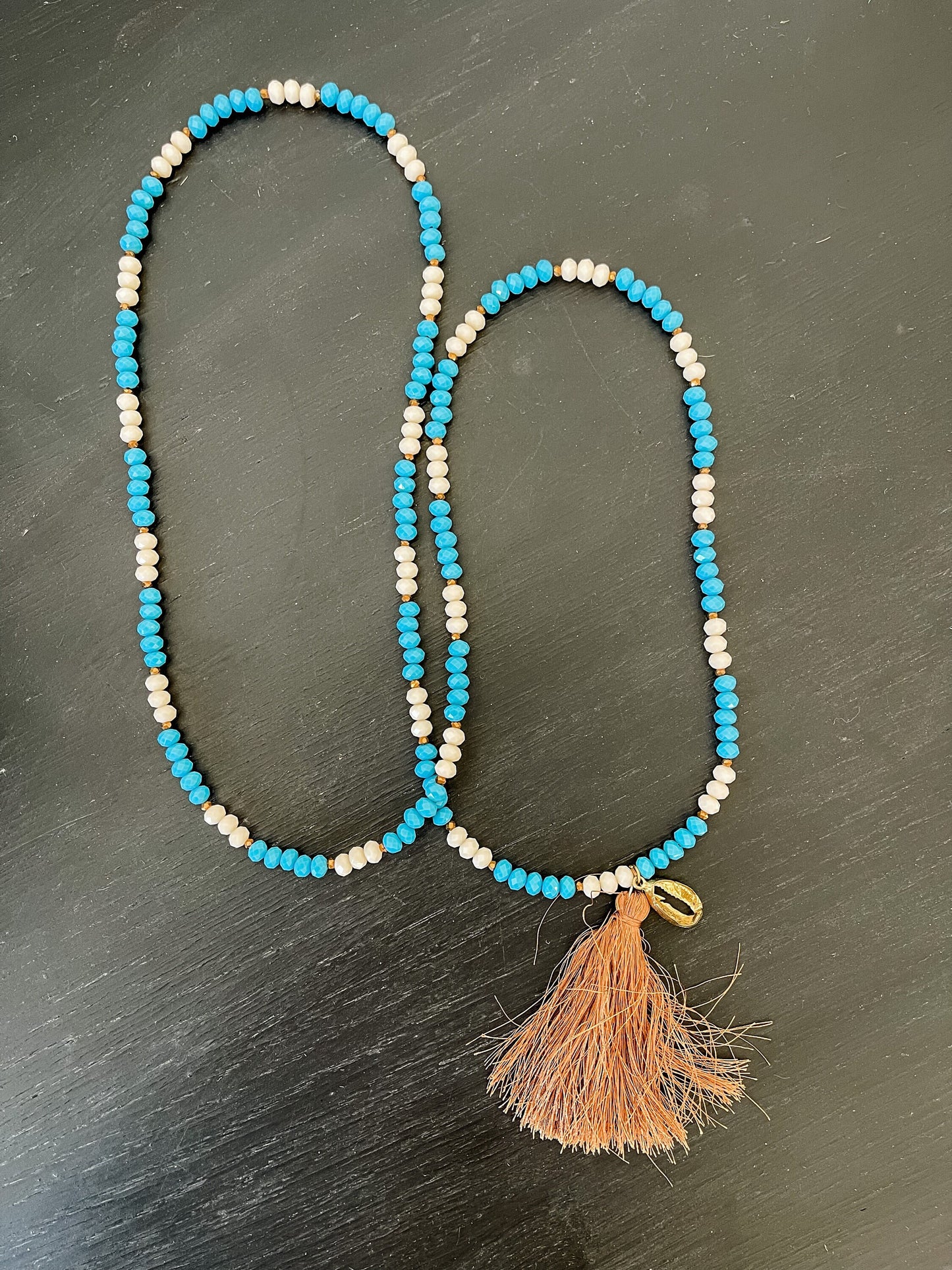 Blue & White Tassel Necklace