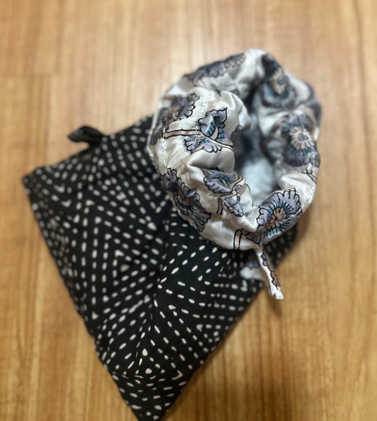 Black Print Tie Bag
