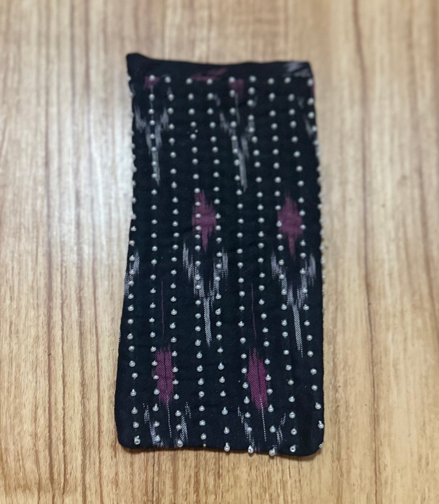 Beaded Black Printed Glasses Case