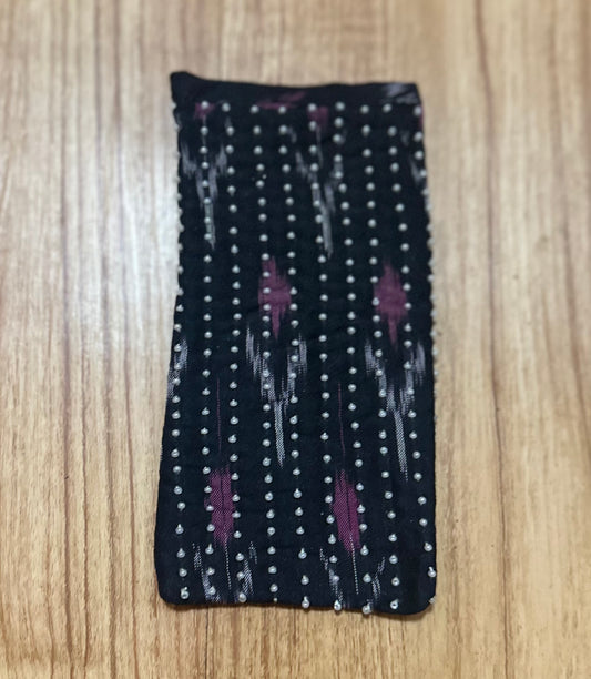 Beaded Black Printed Glasses Case