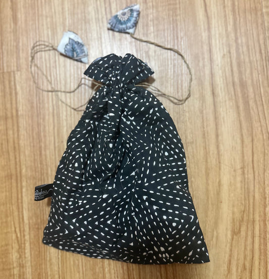 Black Print Tie Bag