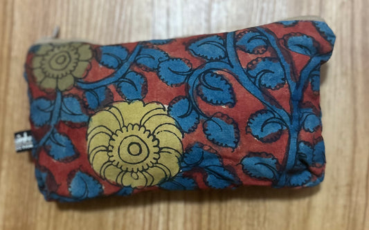 Red & Blue Floral Makeup Bag